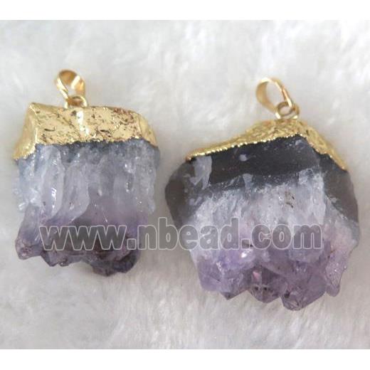 druzy amethyst pendant, freeform