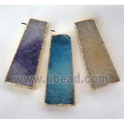 agate pendant, trapeziform, mixed color