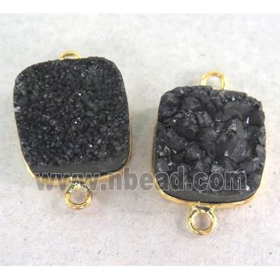 black druzy quartz connector, square