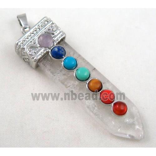 Clear Quartz Chakra pendant paved gems