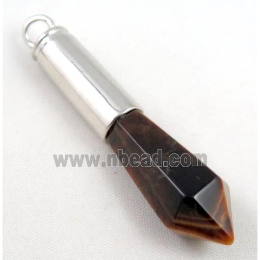 Tiger eye stone bullet pendant