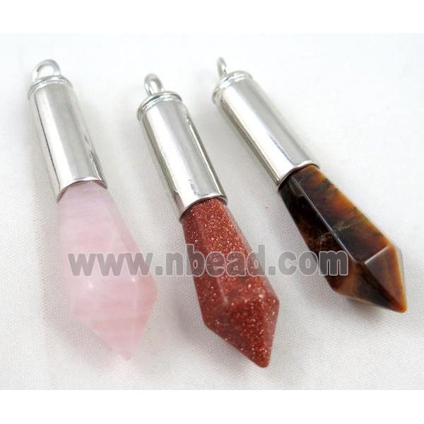 mixed gemstone bullet pendant