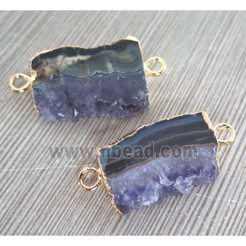 druzy amethyst slab pendant with 2-loops, ametist freeform, gold plated