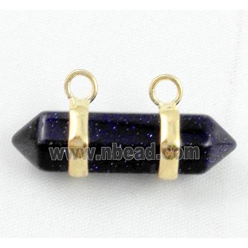 Blue SandStone pendant with 2-holes, bullet