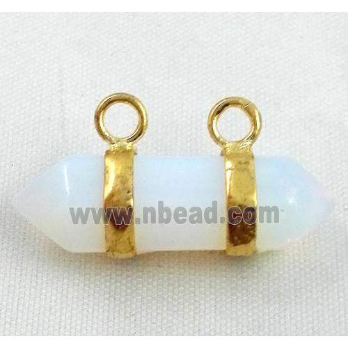 white opalite pendant with 2-holes, bullet