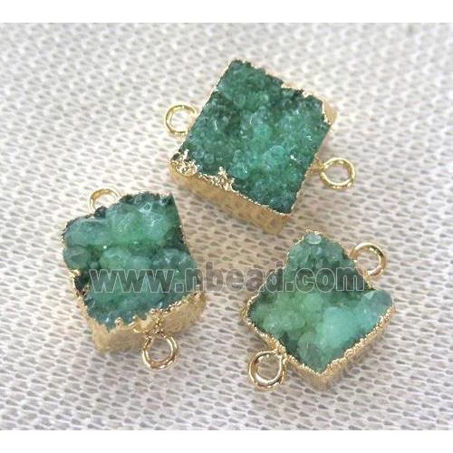 green druzy quartz connector, square