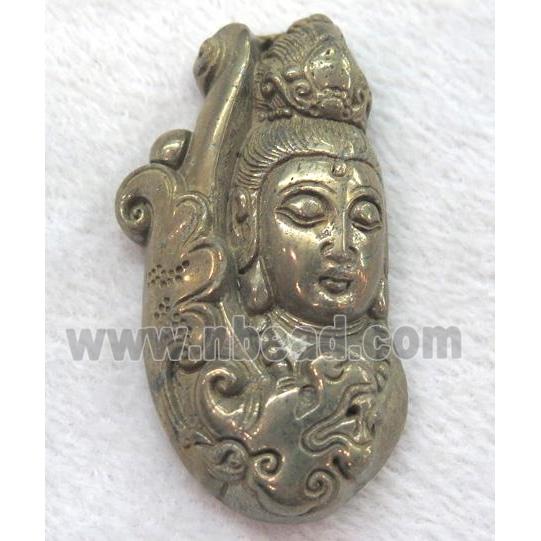 pyrite pendant, guanyin