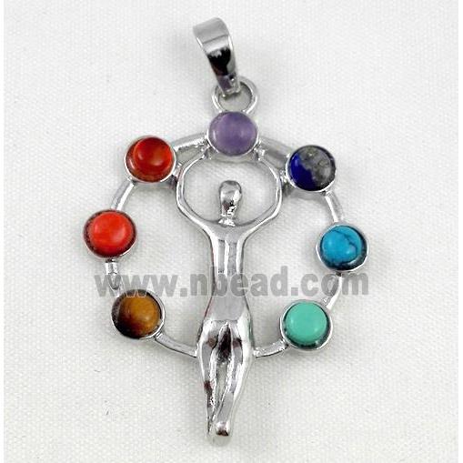 mixed gemstone Chakra pendant