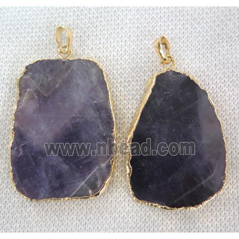 amethyst slab pendant, flat freeform