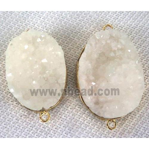 white druzy quartz connector, freeform