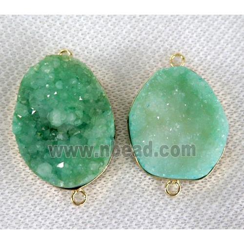 green quartz druzy connector, freeform