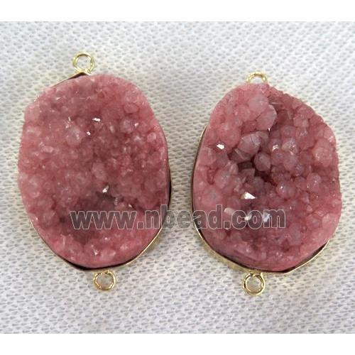 red druzy quartz connector, freeform