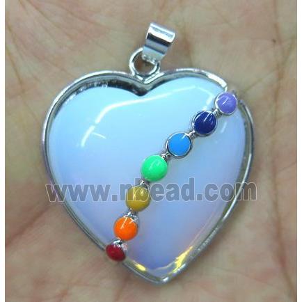 opalite pendant, heart