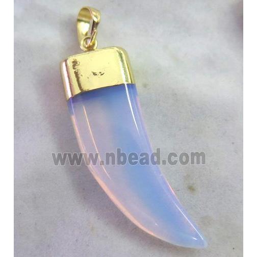 white opalite pendant, horn