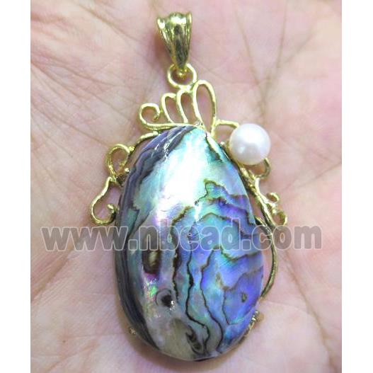 Paua Abalone shell pendant, freeform