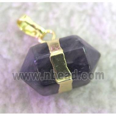 Amethyst pendant, bullet, gold plated