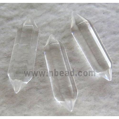 clear quartz bullet charm, no-hole