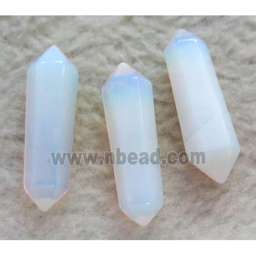 white opalite bullet charm, no-hole