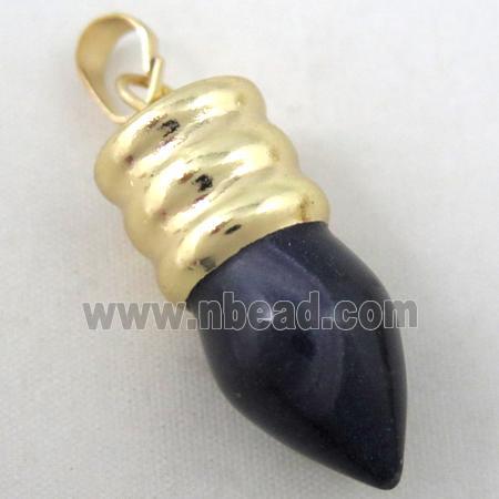 dark-purple amethyst bullet pendant, gole plated