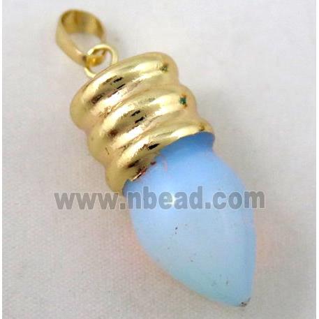 white opalite bullet pendant, gole plated