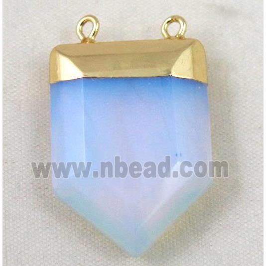 white opalite pendant, bullet, gold plated