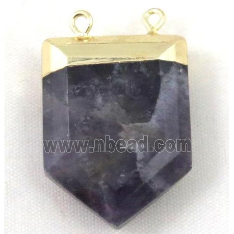 amethyst pendant, bullet, gold plated