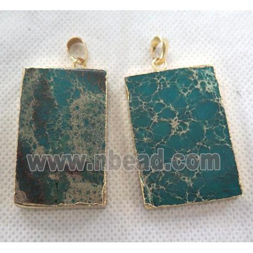 green Sea Sediment Jasper pendant, rectangle