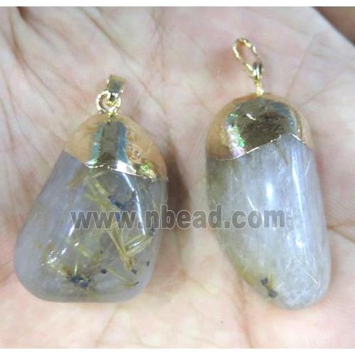 Rutilated Quartz pendant, freeform