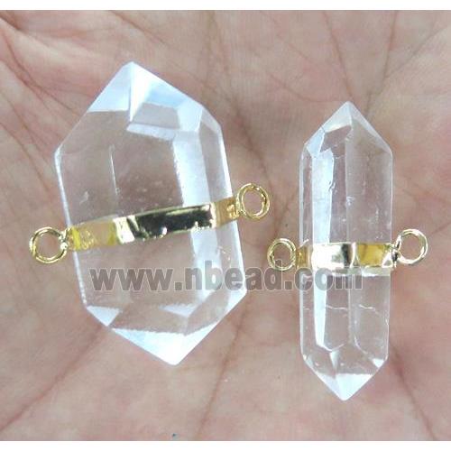 clear quartz bullet connector, double point