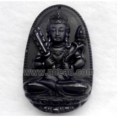 black obsidian buddha pendant