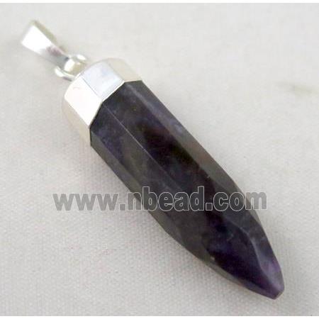 amethyst pendant, bullet, silver plated