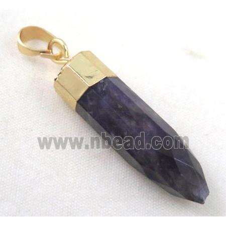 amethyst bullet pendant, gold plated