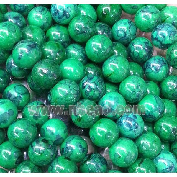 green Rainforest jasper beads, round, stability