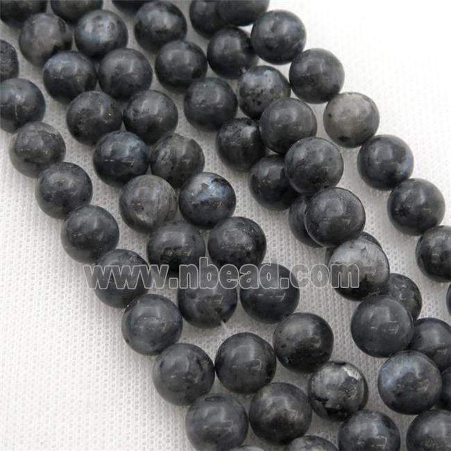 black Labradorite stone beads, synthetic, round