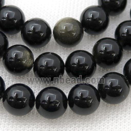 Natural Obsidian Beads Goldspot Smooth Round