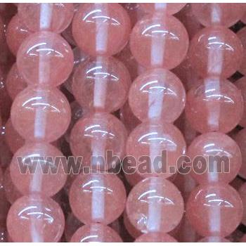 pink watermelon quartz beads, round