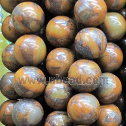 round Bamboo jasper beads, yellow