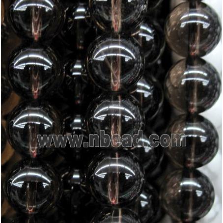 smoky quartz beads, smooth round, dye