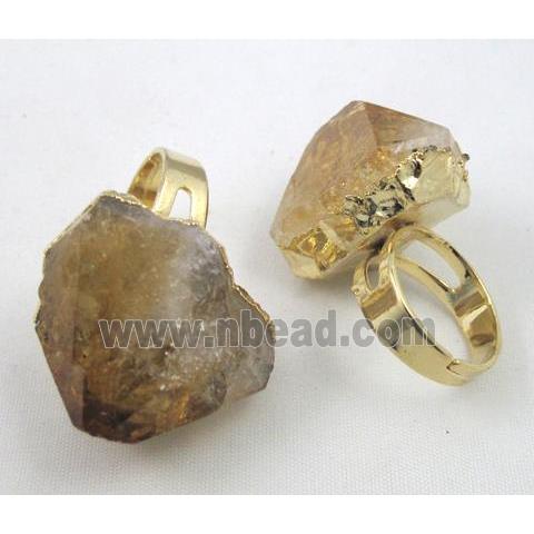 citrine nugget ring, yellow