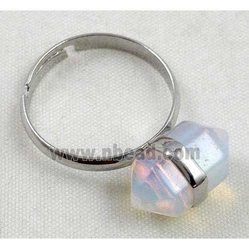 white opalite ring, bullet