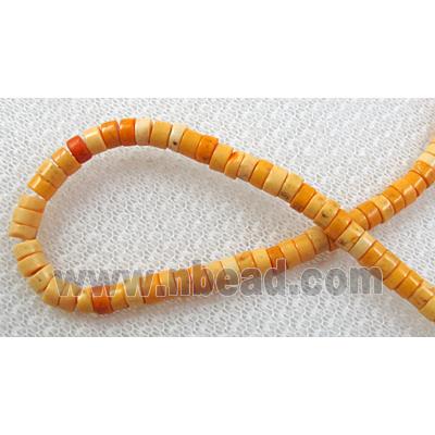 Turquoise heishi bead, yellow dye