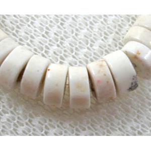 Turquoise heishi bead, white dye