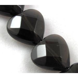 Smoky Quartz beads, faceted heart