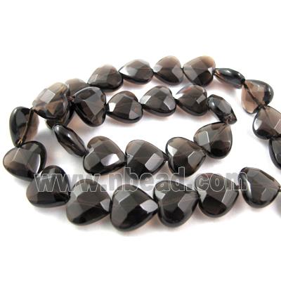 Smoky Quartz beads, faceted heart