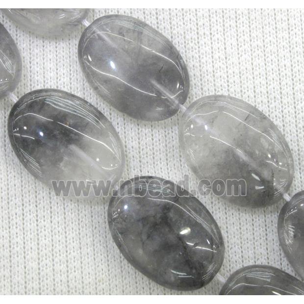 natural Cloudy Quartz beads, grey, oval