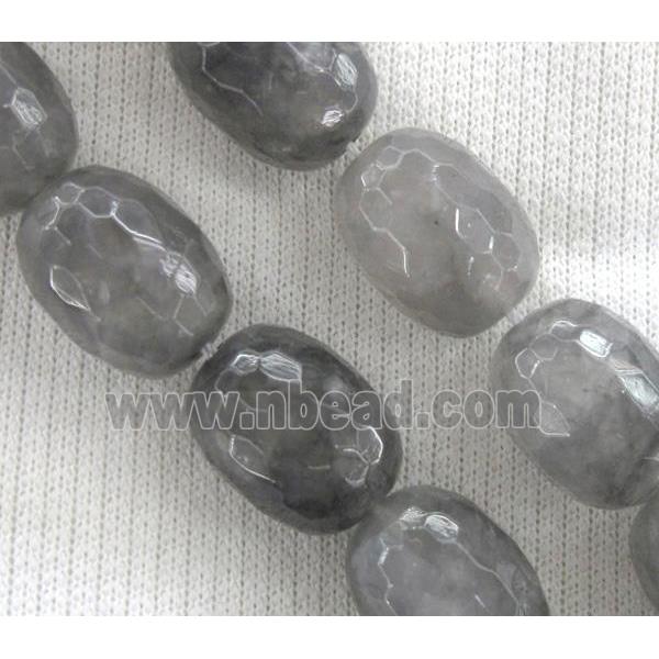 natural Cloudy Quartz beads, faceted barrel