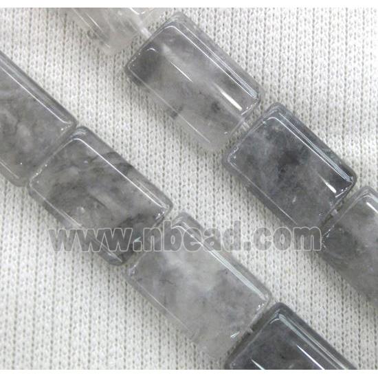 natural Cloudy Quartz bead, grey, rectangle