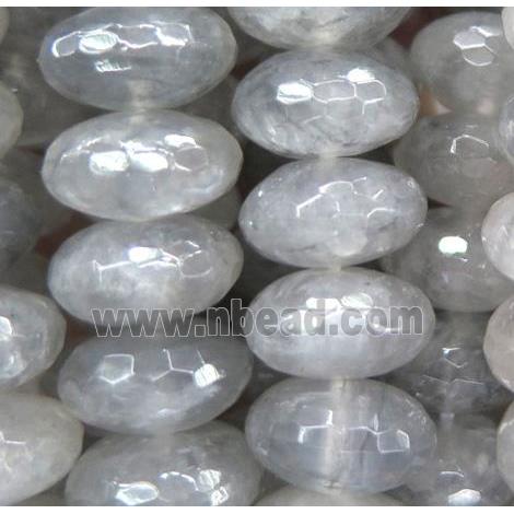 natural cloudy quartz beads, faceted rondelle