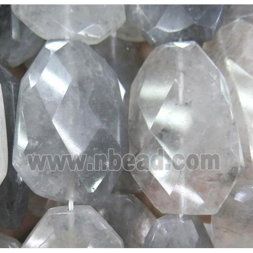 natural Cloudy Quartz beads, faceted freeform