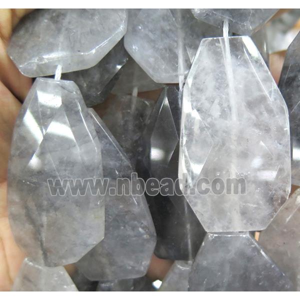 natural cloudy quartz bead, faceted freeform